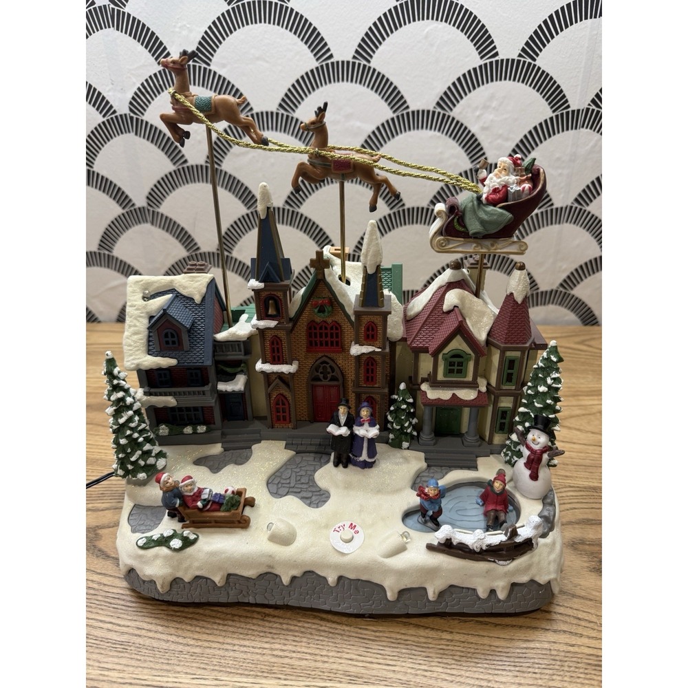 Eluceo Motion Animated Musical Christmas Village Santa & Reindeer - tested VIDEO